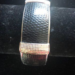 Leather-like and silver bangle